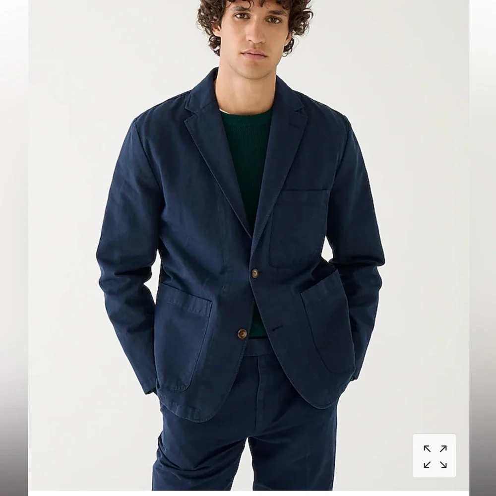 New J Crew Garment-dyed-cotton-linen blend chino suit jacket